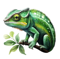 Watercolor chameleon. Generative AI, png image. - obrazy, fototapety, plakaty