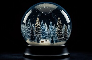 Fototapeta na wymiar winter in a snow globe, trees and snow, animated gifs