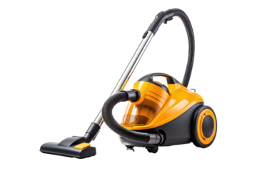 A Vacuum cleaner isolated on a transparent background.