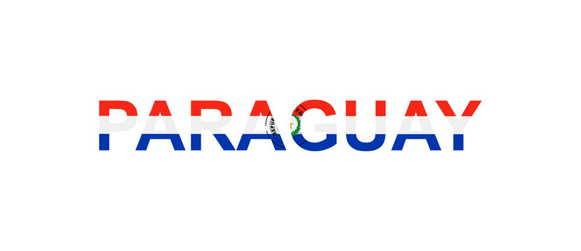 Letters Paraguay in the style of the country flag. Paraguay word in national flag style.