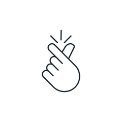 Completed action,  snap of fingers. Vector linear illustration icon isolated on white background.