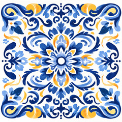 Fototapeta na wymiar Blue Mosaic Elegance: Azulejo Tile Background