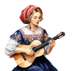 Watercolor Ukrainian traditions. Generative AI, png