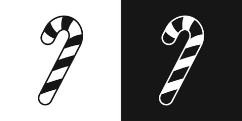 Striped candy cane vector icon. Candy stick, striped candy - obrazy, fototapety, plakaty
