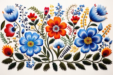 Swedish folk embroidery design - obrazy, fototapety, plakaty