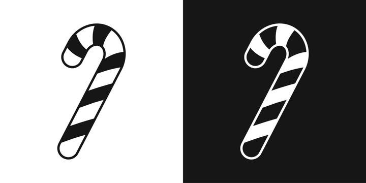 Striped candy cane vector icon. Candy stick, striped candy