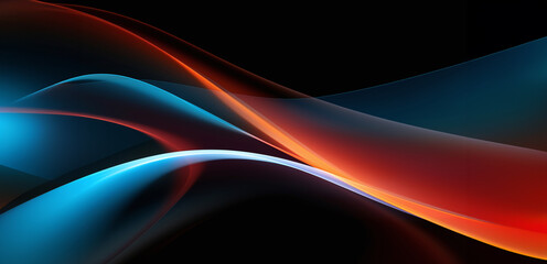 Abstract background with light waves in different colors on a black background