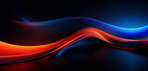 Abstract background with light waves in different colors on a black background