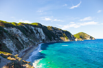 Elba island, Sansone white beach and coast in Portoferraio. Tuscany, Italy.