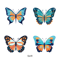 Bundle of vector butterflies in soft and pastel colors. A colorful collection of butterfly clipart