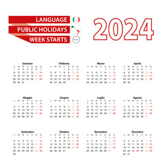 Calendar 2024 in Italian language with public holidays the country of Italy in year 2024.