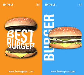 Burger food social media design template flyer 