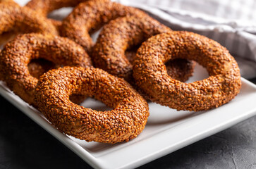 Turkish Bagel with sesame seeds. Turkish name; Kandil simidi