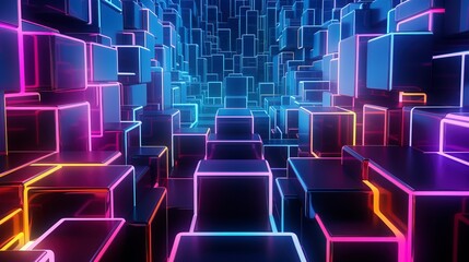 Abstract structural neon background. AI Generation