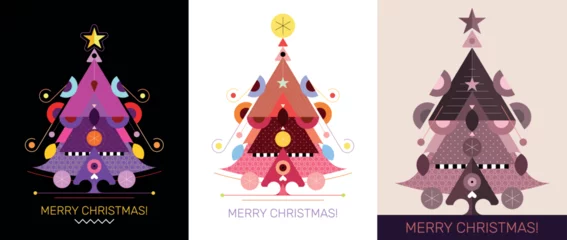 Fotobehang Three options of a Christmas Tree vector design. ©  danjazzia