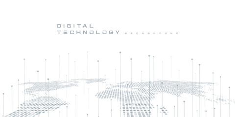 Digital technology futuristic internet network speed connection white background, cyber nano information, abstract communication, innovation future tech data, Ai big data line dot illustration vector