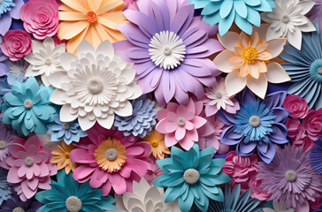 Fototapeta na wymiar Colorful flowers paper background pattern lovely style.
