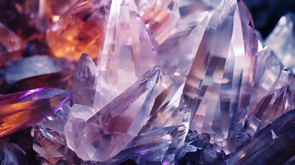 Purple crystals shimmer. AI Generation