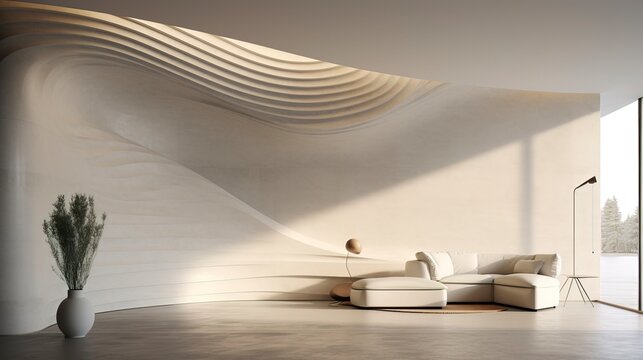 Wave-shaped decorative wall. AI Generation