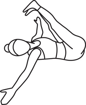 Simple vector illustration of Jathara Parivortanasana, yoga asana, healthy lifestyle, sports, doodle and sketch