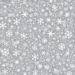 Grayscale transparent Snowflakes Seamless Vector Pattern. Christmas background