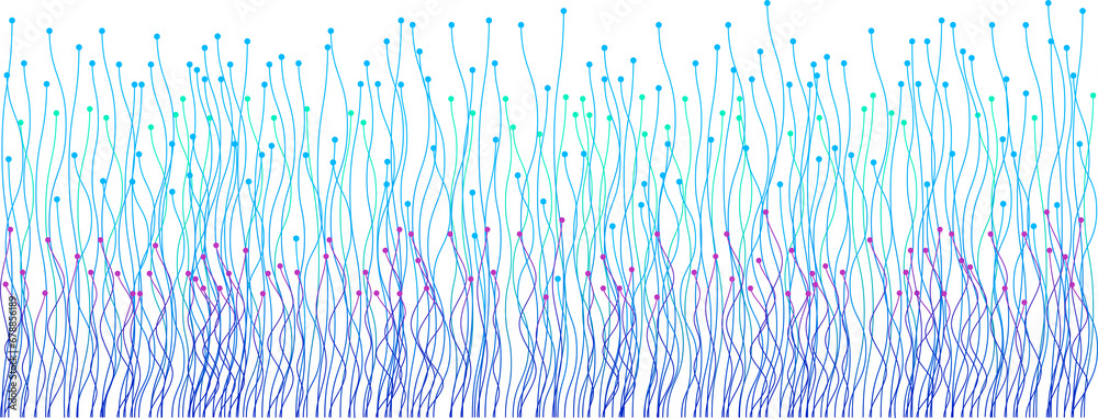 Aufkleber abstract curved lines with dots on transparent background for design on artificial intelligence, neu