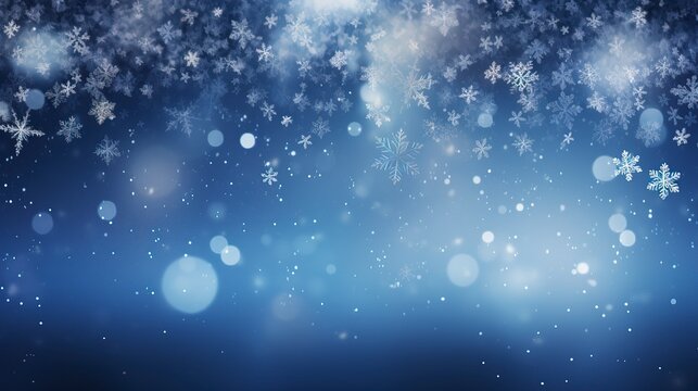 Blue background with snowflakes. AI Generation