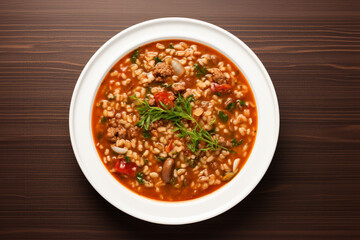 A warm embrace to the Italian culinary tradition with the rustic farro soup