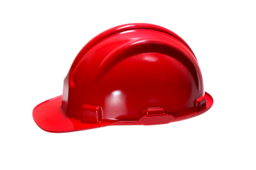 red hardhat in various poses on cropped background