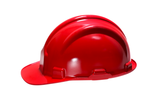 red hardhat in various poses on cropped background