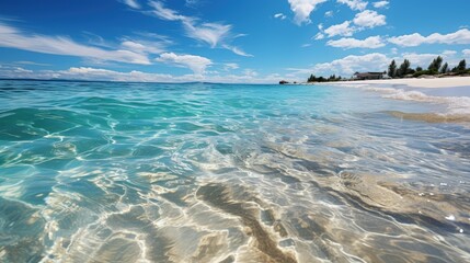 tropical landscape background concept. turquoise beach with palm tree
