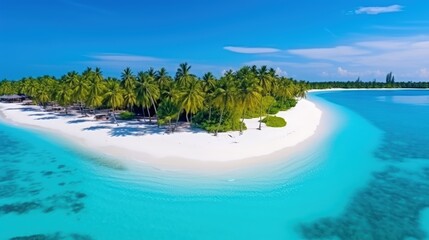 Summer Background for Vacation. Aerial Panoramic View of Island Reef - obrazy, fototapety, plakaty