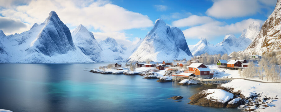A captaving afternoon small houses in the nordic country. generative ai