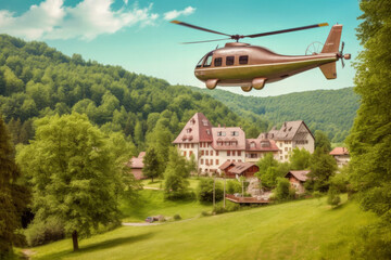 Fototapeta premium Tourism of the future in the countryside - Generative AI
