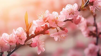 Pink flower branch with pink blossoms
