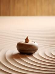 Zen Stones on Wood and Sand Background