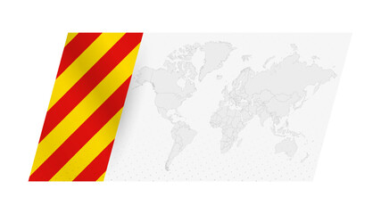 World map in modern style with flag of Catalonia on left side.