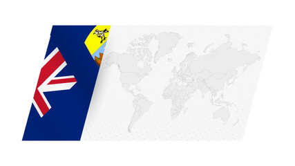 World map in modern style with flag of Saint Helena on left side.