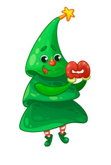 Christmas elf Santa gifts Christmas tree New Year green elf holiday heart