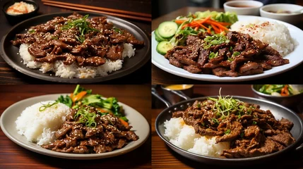 Fotobehang Beef bulgogi with steamed rice © Food Cart