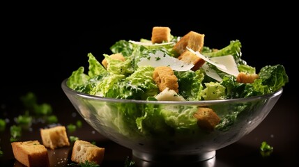 Caesar salad in a bowl - obrazy, fototapety, plakaty