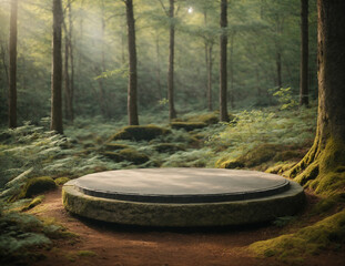 podium for natural products trail in the woods