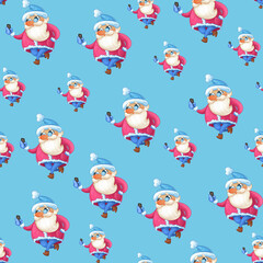 Fashionable Santa Claus in glasses with a phone