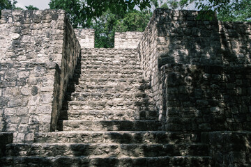 Fototapeta na wymiar mexico Pyramid Calakmul Mexico deep jungle Maya ruins