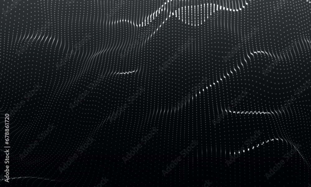 Poster wave of particles. futuristic dots pattern on light background. big data digital code. technology or