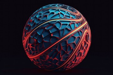 Blue and Red Ball on a Black Background Generative AI