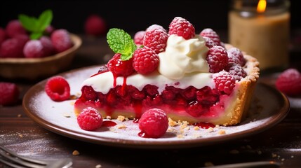 Raspberry tart with a buttery crust,