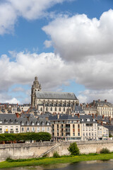 Fototapeta na wymiar Blois, France: Landscape of Blois over the Loire river
