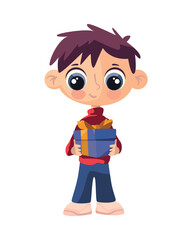 boxing day children with gift