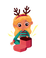 boxing day girl with christmas gift